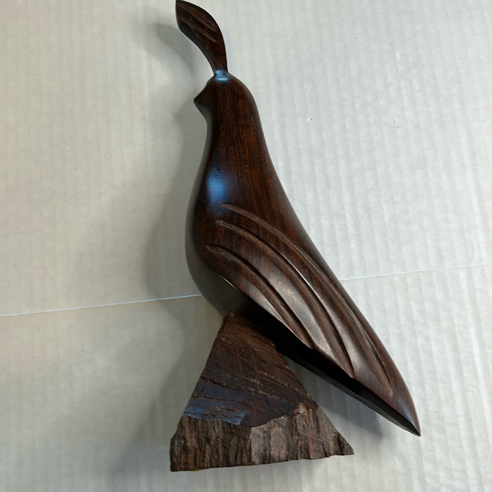Vtg Quail/Partridge Wooden Bird. Hand Carved Ironwood